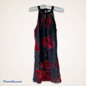 Francesca's Flocked Velvet Dress Red Rose XS - Holiday - Festive - Party - Gala